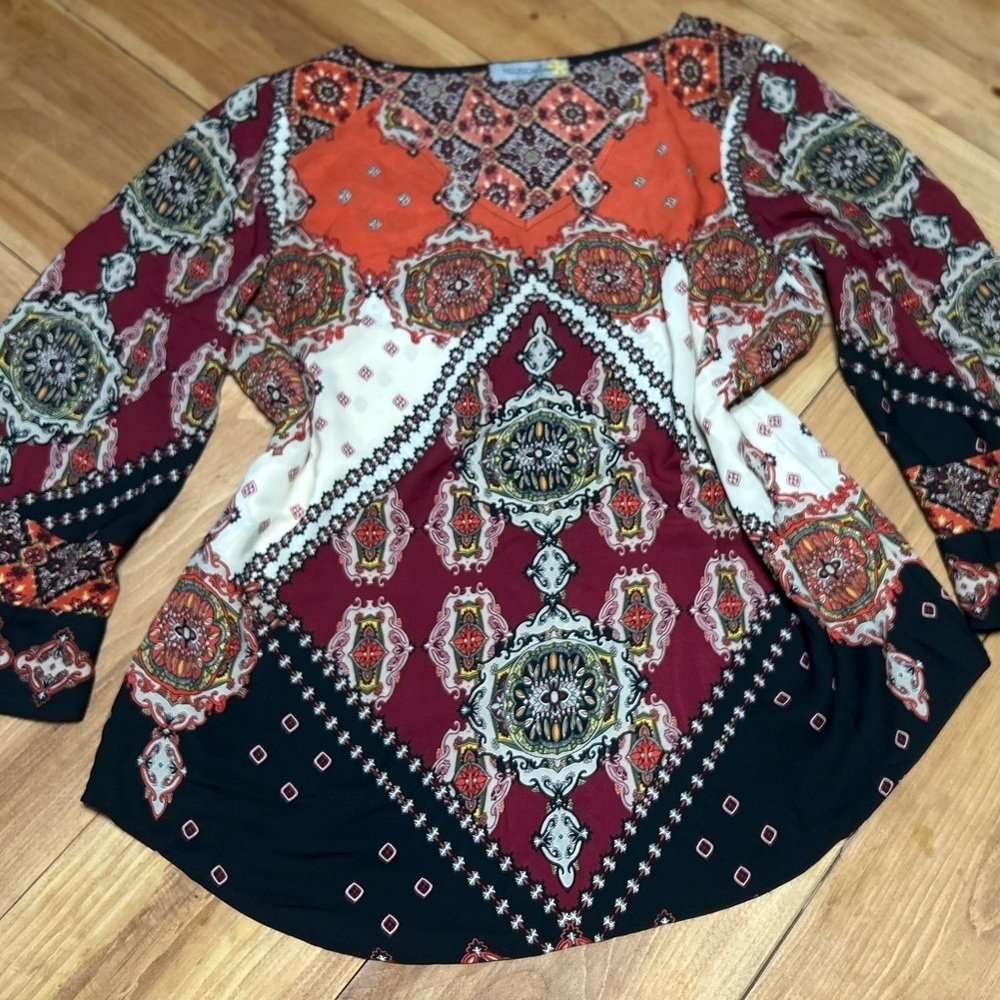 Elegant Figueroa & Flower Bohemian Patchwork Blouse size L
